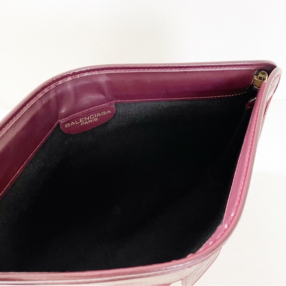 Balenciaga burgundy red butterfly BB logo monogram vintage clutch bag - Picture 7 of 11